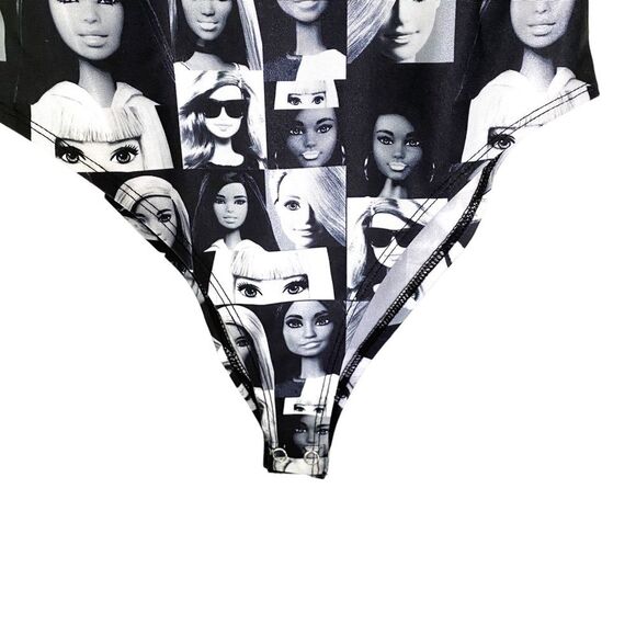 Forever 21 Black White Barbie Graphic Print Sleeveless Tank Bodysuit Size Small - Picture 3 of 5